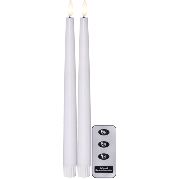 LED Antikklys 2-pack med fjernkontroll - Hvit