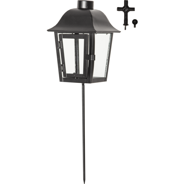 Gravpynt Gravlykt Svart metall 46 cm