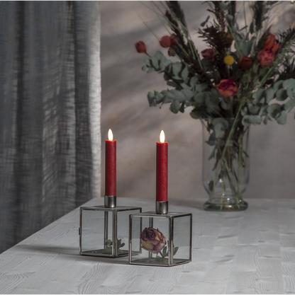 Stearinlys LED Antikklys 2-pakning Flamme Rustic 15 cm Rød