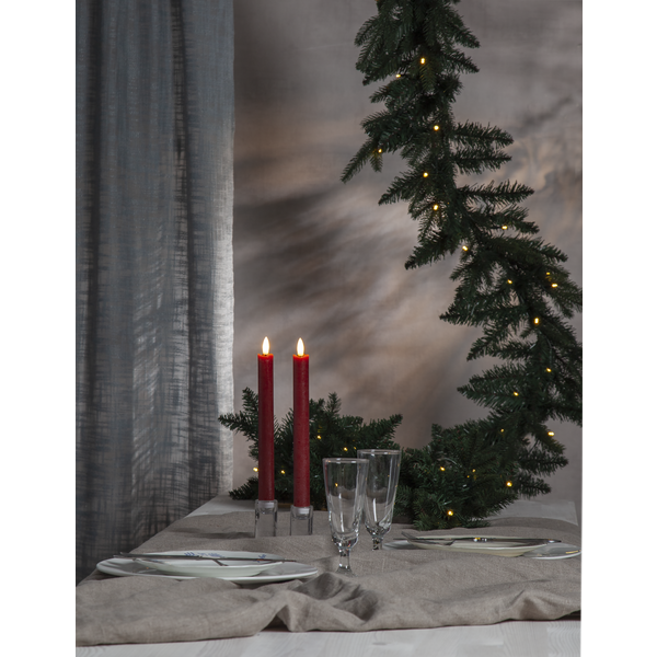 Stearinlys LED Antikklys 2-pakning Flamme Rustic 25 cm Rød
