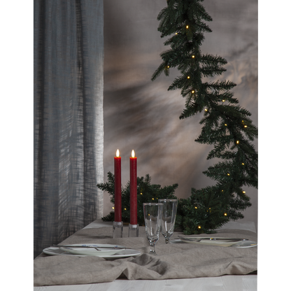Stearinlys LED Antikklys 2-pakning Flamme Rustic 25 cm Rød