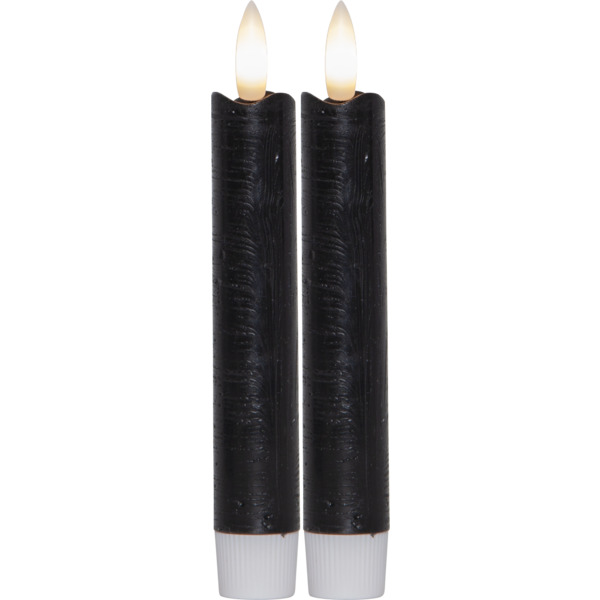 Stearinlys LED Antikklys 2-pack Flamme Rustic 15 cm Svart