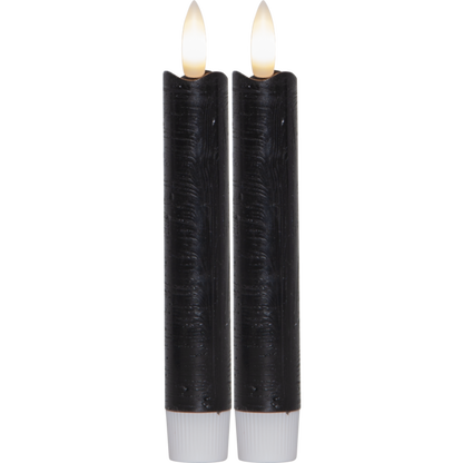 Stearinlys LED Antikklys 2-pack Flamme Rustic 15 cm Svart