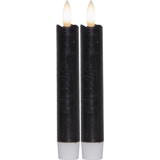Stearinlys LED Antikklys 2-pack Flamme Rustic 15 cm Svart