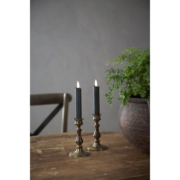Stearinlys LED Antikklys 2-pack Flamme Rustic 15 cm Svart