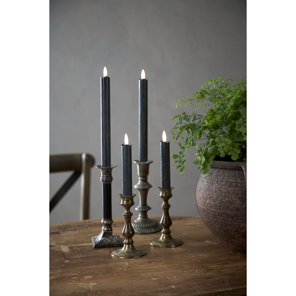 Stearinlys LED Antikklys 2-pack Flamme Rustic 15 cm Svart