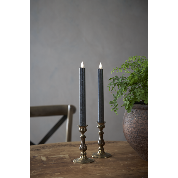 Stearinlys LED Antikklys 2-pack Flamme Rustic 25 cm Svart