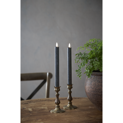 Stearinlys LED Antikklys 2-pack Flamme Rustic 25 cm Svart