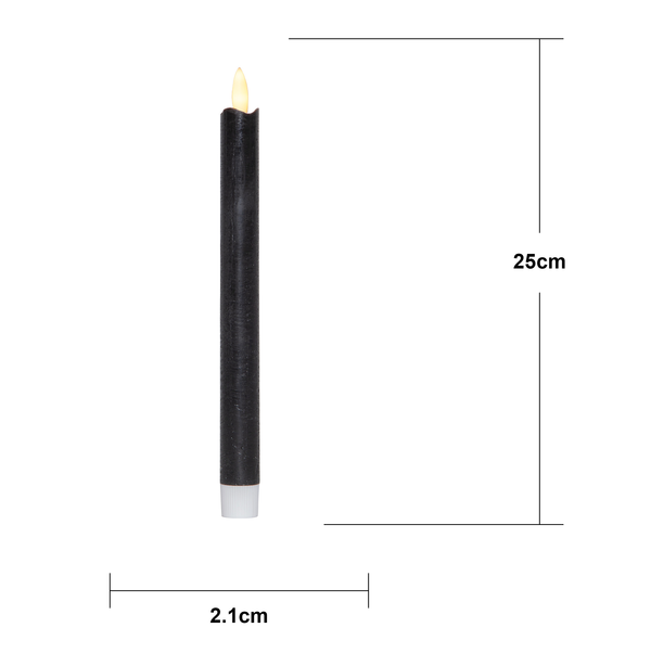 Stearinlys LED Antikklys 2-pack Flamme Rustic 25 cm Svart