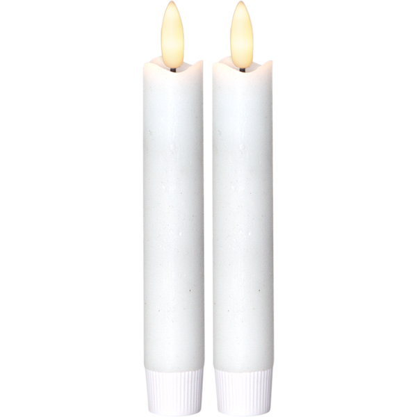Stearinlys LED Antikklys 2-pakning Flamme Rustic 15 cm Hvit
