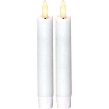 Stearinlys LED Antikklys 2-pakning Flamme Rustic 15 cm Hvit
