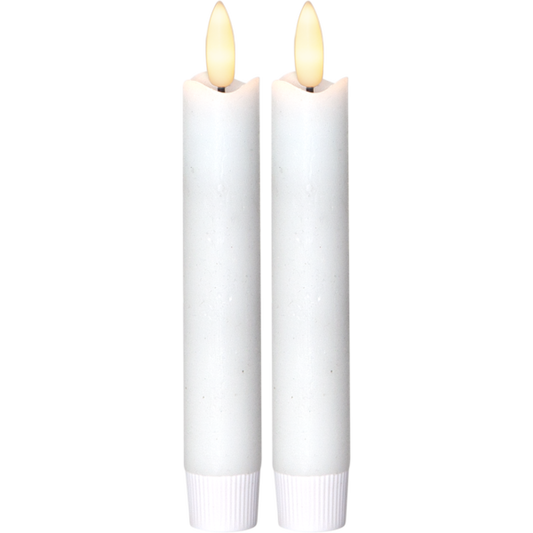 Stearinlys LED Antikklys 2-pakning Flamme Rustic 15 cm Hvit