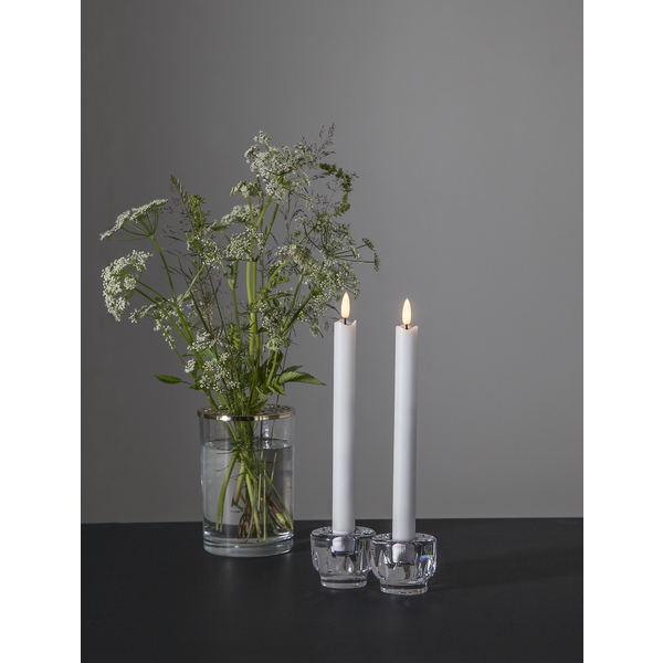 Stearinlys LED Antikklys 2-pakning Flamme Rustic 25 cm Hvit