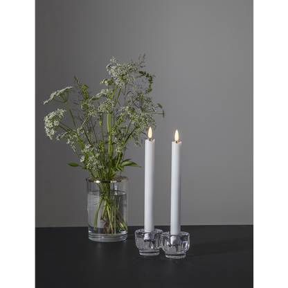 Stearinlys LED Antikklys 2-pakning Flamme Rustic 25 cm Hvit