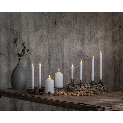 Stearinlys LED Blokklys Flamme Topp Hvit 17 cm