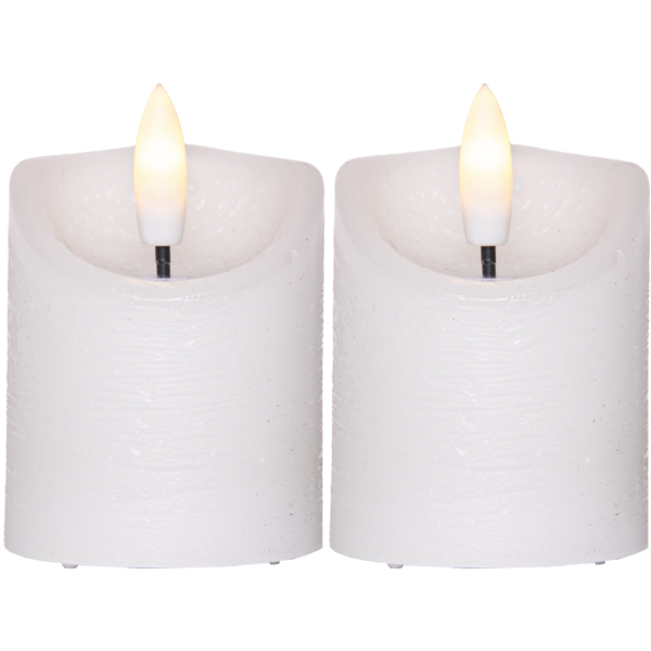 Stearinlys LED Blokklys 2-pakning Flamme Rustic 7,5 cm