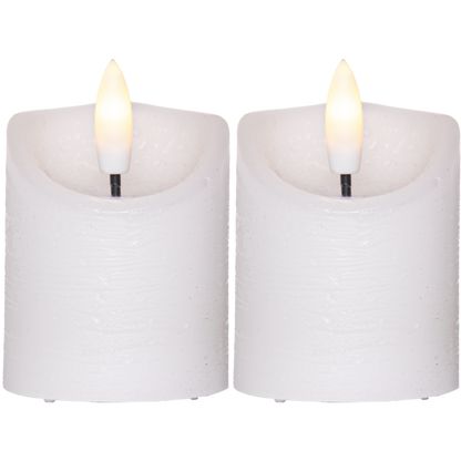 Stearinlys LED Blokklys 2-pakning Flamme Rustic 7,5 cm