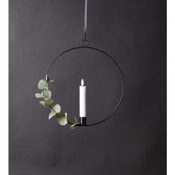 Lysestake hengende ring inkl. LED-lys svart