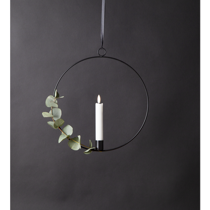 Lysestake hengende ring inkl. LED-lys svart