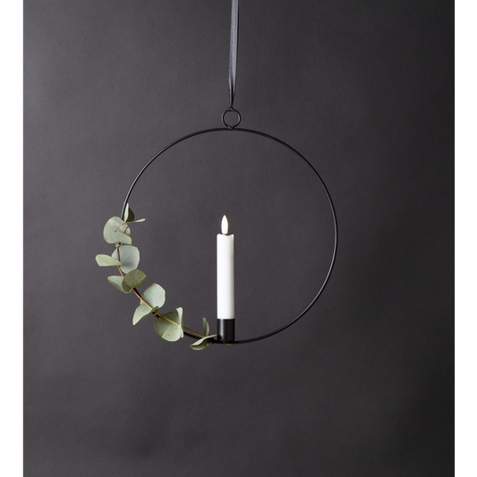 Lysestake hengende ring inkl. LED-lys svart