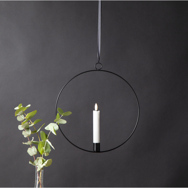 Lysestake hengende ring inkl. LED-lys svart