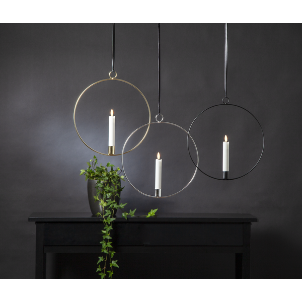 Lysestake hengende ring inkl. LED-lys Sølv