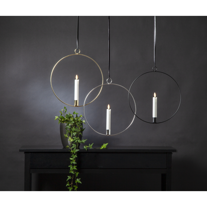 Lysestake hengende ring inkl. LED-lys Sølv