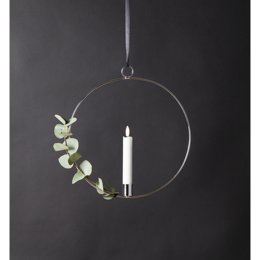 Lysestake hengende ring inkl. LED-lys Sølv