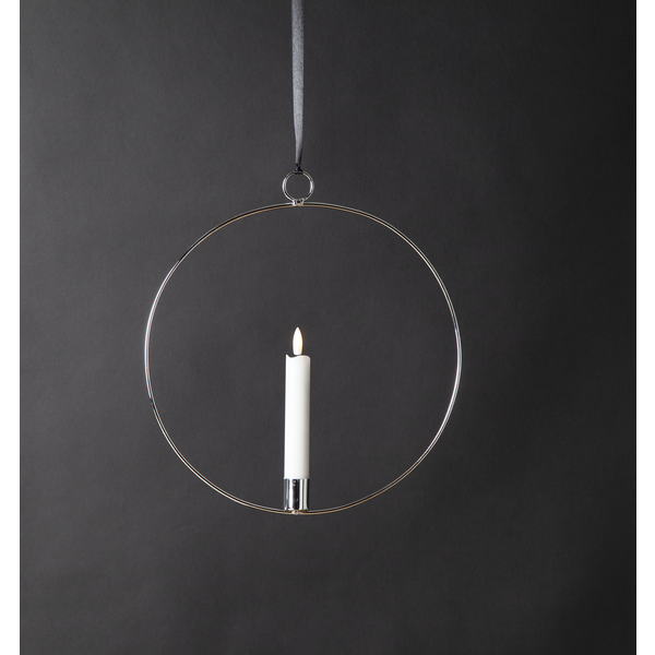 Lysestake hengende ring inkl. LED-lys Sølv
