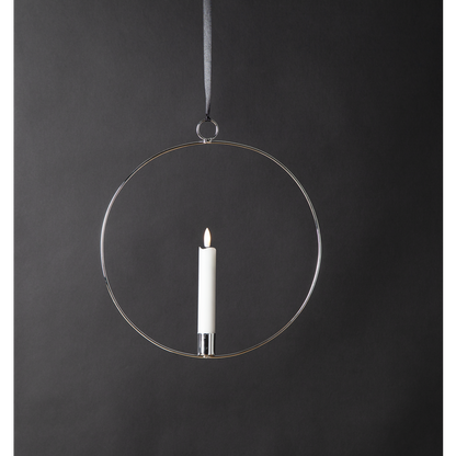 Lysestake hengende ring inkl. LED-lys Sølv