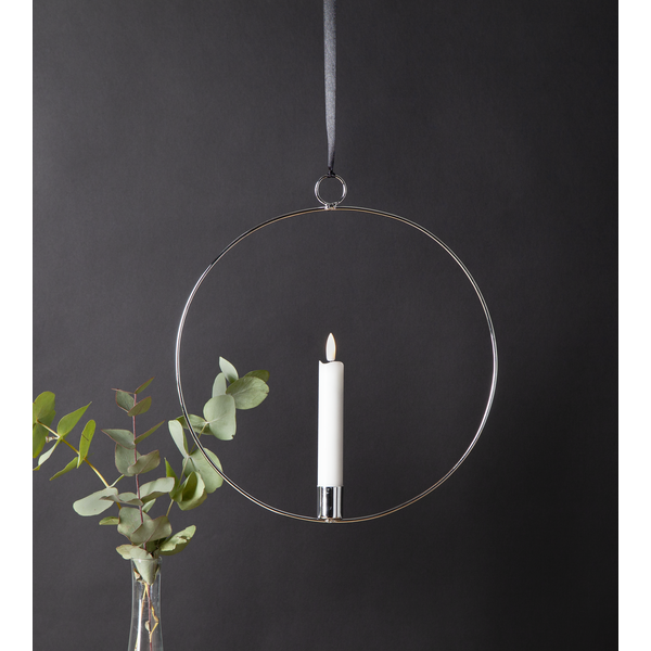 Lysestake hengende ring inkl. LED-lys Sølv