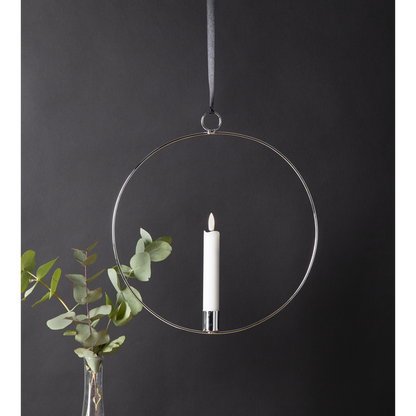 Lysestake hengende ring inkl. LED-lys Sølv