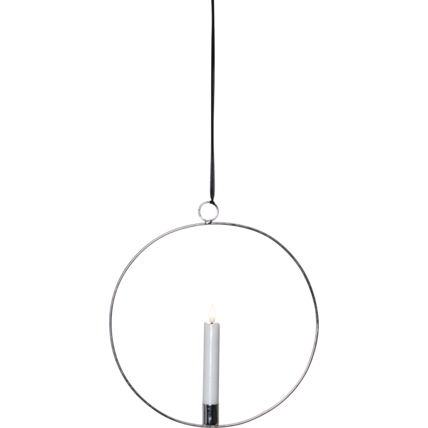 Lysestake hengende ring inkl. LED-lys Sølv