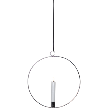 Lysestake hengende ring inkl. LED-lys Sølv