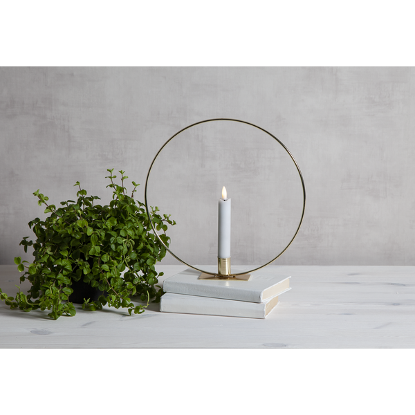 Lysestake stående Ring inkl. LED-lys Messing