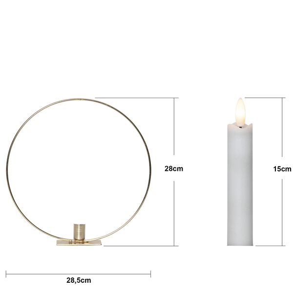 Lysestake stående Ring inkl. LED-lys Messing