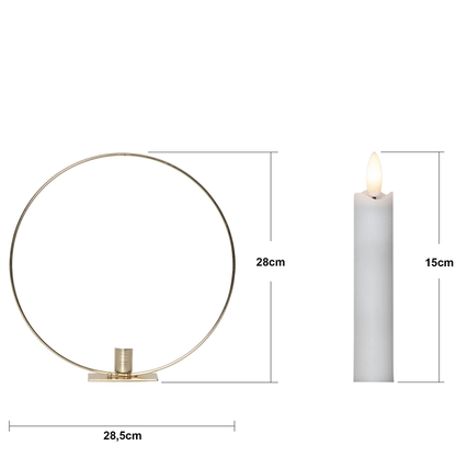 Lysestake stående Ring inkl. LED-lys Messing