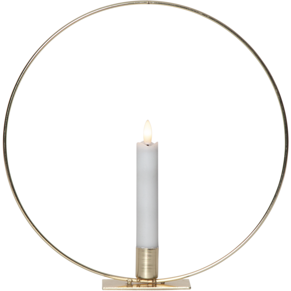 Lysestake stående Ring inkl. LED-lys Messing