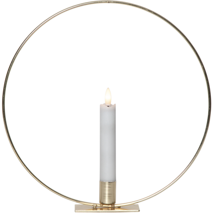 Lysestake stående Ring inkl. LED-lys Messing