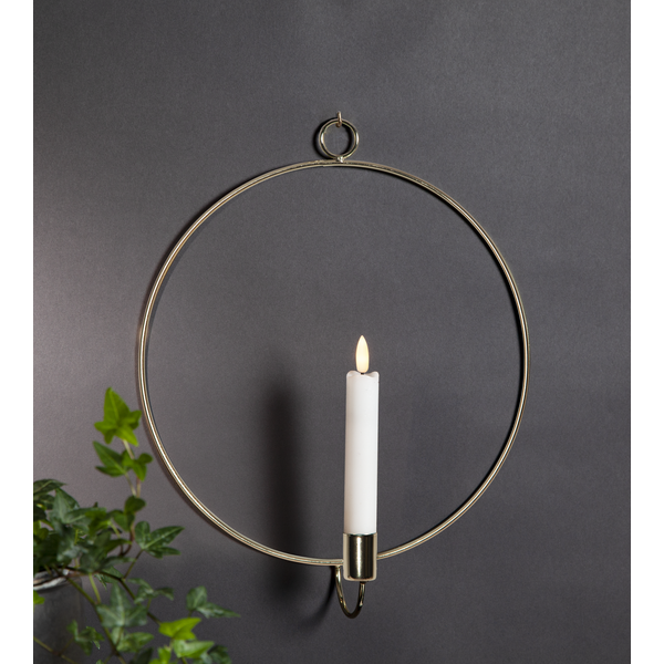 Lysestake vegg ring inkl. LED-lys messing