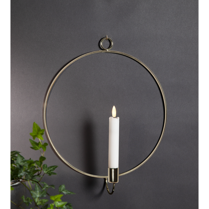 Lysestake vegg ring inkl. LED-lys messing