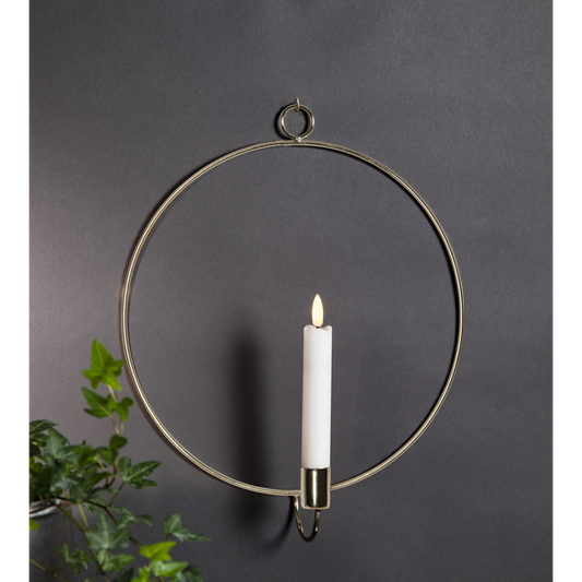 Lysestake vegg ring inkl. LED-lys messing