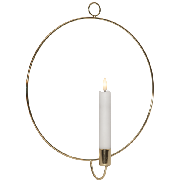 Lysestake vegg ring inkl. LED-lys messing