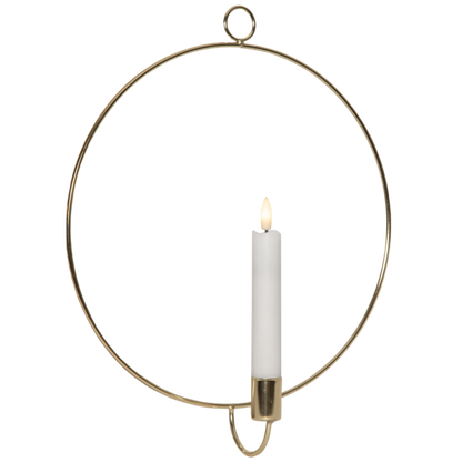 Lysestake vegg ring inkl. LED-lys messing