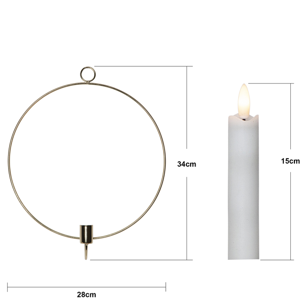Lysestake vegg ring inkl. LED-lys messing