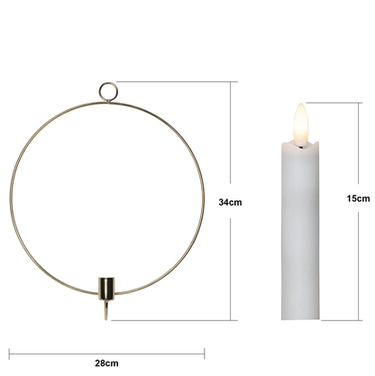 Lysestake vegg ring inkl. LED-lys messing