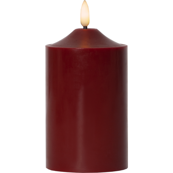 Stearinlys LED Blokklys Flamme Topp Rød 15 cm