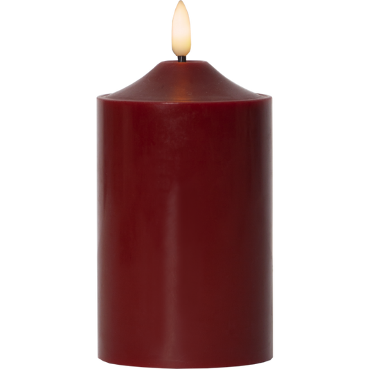 Stearinlys LED Blokklys Flamme Topp Rød 15 cm