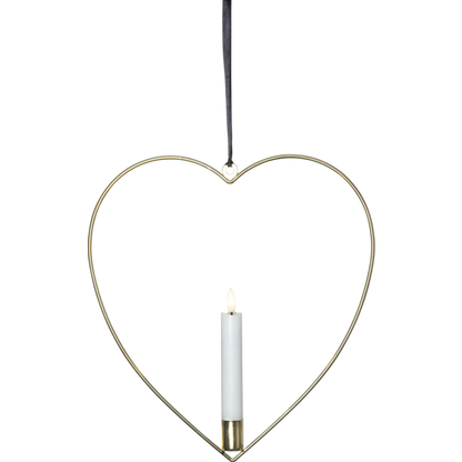Lysestake hengende hjerte inkl. LED-lys messing