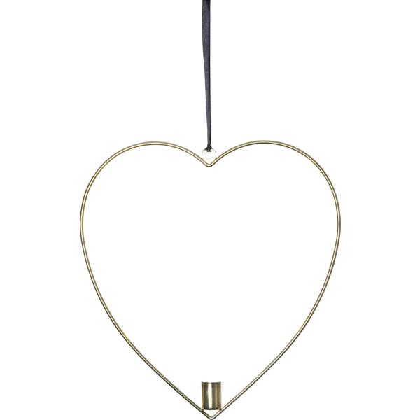 Lysestake hengende hjerte inkl. LED-lys messing